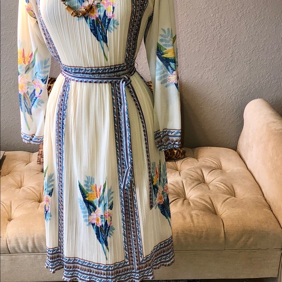 Vintage 70’s HAL FERMAN Boho Asian floral Dress - Picture 4 of 7